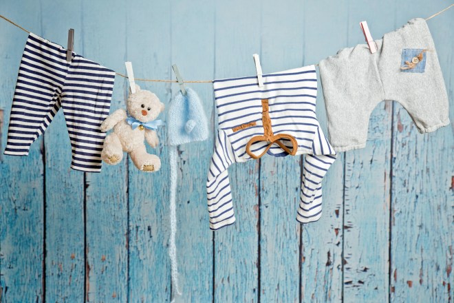 Baby clothes hanging on the clothesline